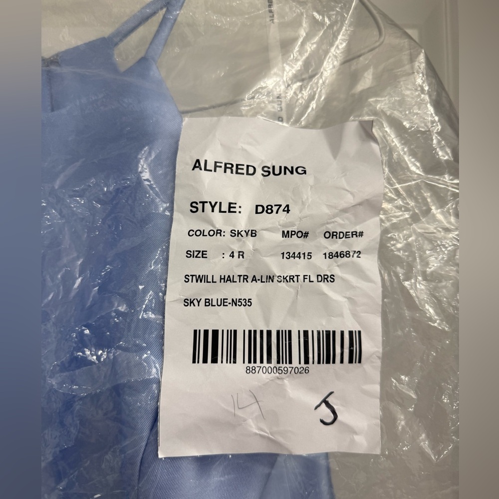 ALFRED SUNG Davis D874 sky blue bridesmaid dress - Picture 12 of 13